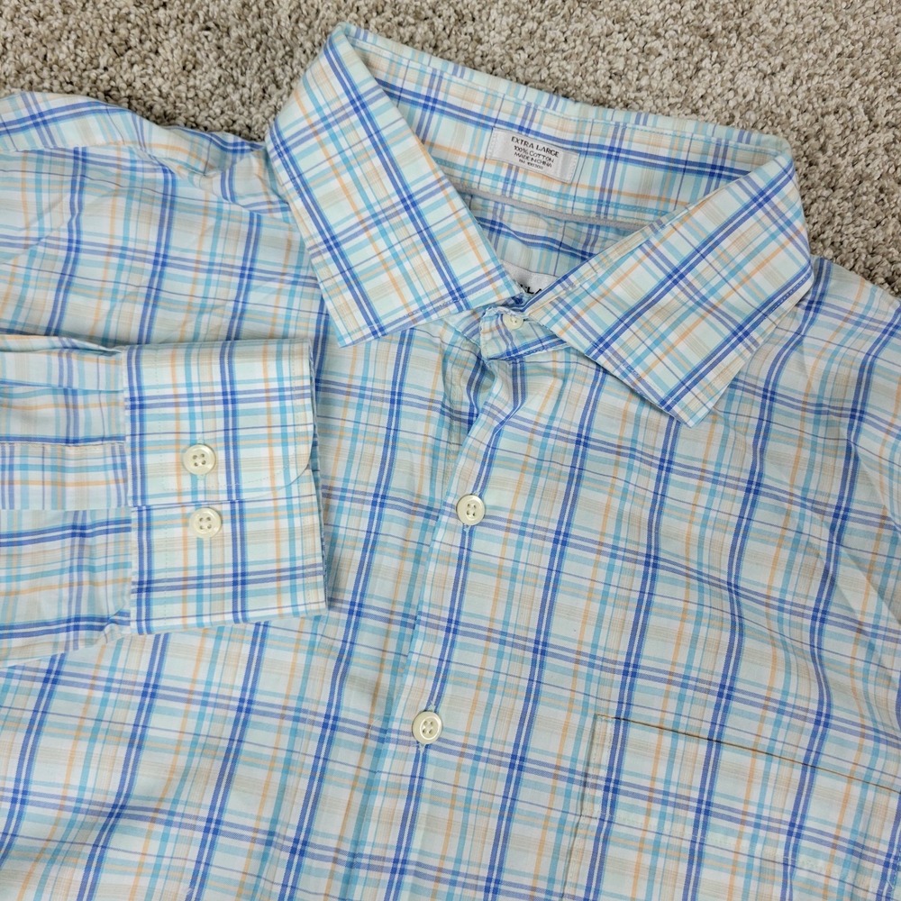 Peter Millar Crown Ease Mens XL Multicolor Plaid Button Up Long Sleeve
